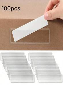 Self-Adhesive Label Holder | Clear Plastic Organization Labels, Suitable For Shelves, Drawers, And Storage Boxes | Multi-Purpose Shelf Labels, Perfect For Home, Office, And Supermarket Use. - Multicolor - View 10