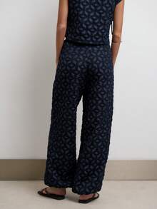 Nöista Women's All-Over Print Casual Versatile Daily Travel Long Pants - Navy Blue - View 4