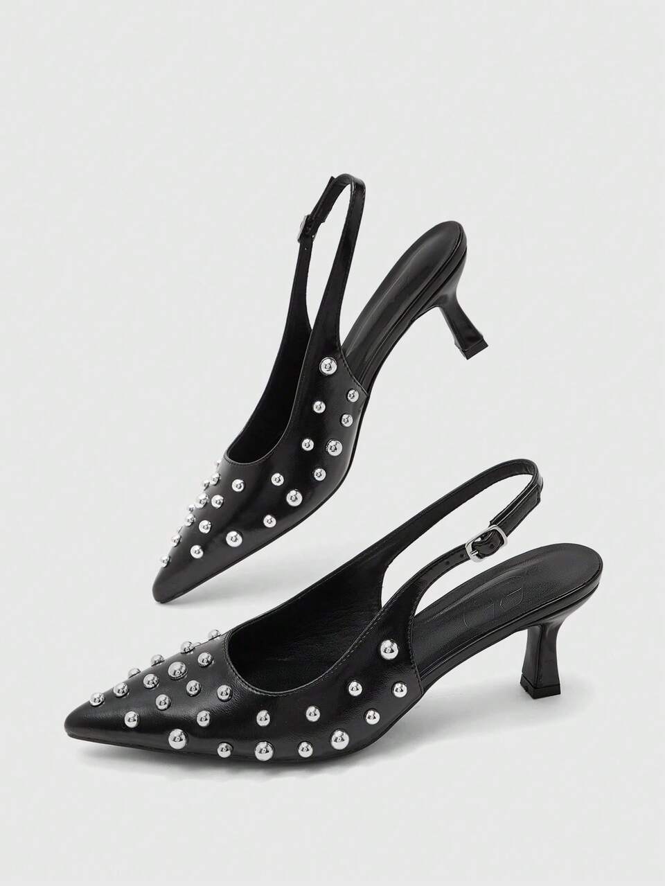 CUCCOO BIZCHIC Fashion Pointed Slingback Word With Rivets Fashion High-Heeled Women's Shoes
