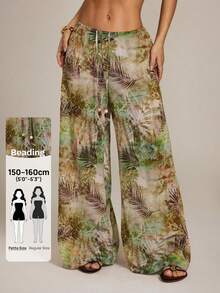 SHEIN PETITE Women's Minimalist Printed Casual Pants - Multicolor - View 6