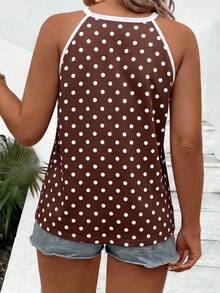 EMERY ROSE Women's Spring/Summer New Hot-Selling Polka Dot Print Pattern, Contrast Edge Design Casual Versatile Plus Size Camisole Tank Top - Multicolor - View 2