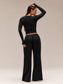 GLOWMODE TENCEL™ Modal All In Flow Silky Lightweight Fix Fit Waist Length Long Sleeve Top Daily Casual Wear - Black - View 6