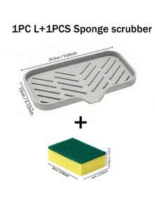 1pc Silicone Soap Dish With Drainage - Anti-Splash, Non-Slip Countertop Mat For Kitchen & Bathroom Sinks,Non-Slip Kitchen Mats For Sink Side, Natural And Hygienic Kitchen Essential For Home And Kitchen Room Decor - grey - View 11