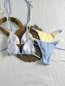Swim Mod 26ss 春夏可愛紋理面料泳衣 4件組 - 彩色 - 查看 2