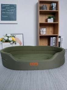 1pc Pet Bed – Removable & Washable, All-Season Semi-Enclosed Design For Small & Large Dogs - Army Green - View 2