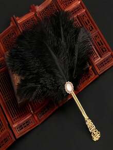1pc Vintage Palace Luxury Fan Golden Handle Diamonds Pearls Hanfu Cheongsam Prop Elegant Hand Fan Banquets Balls Fashion Accessory Home Decor Women Day Gift Travel Essential Wedding Favor Bedroom Mothers Day Gift Summer Beach Decor - A - View 19