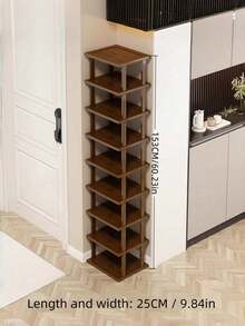 2/5/7/9 Layers Multi Tier Space Saving Easy Assembly Sturdy Natural Color Classic Shoe Rack For Dorm Hallway Kitchen Living Room Entryway Corner Square Storage Organizer Home Furniture - Multicolor - View 9