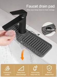 1pc Silicone Faucet Splash Guard, 30.5x10.5x0.7cm – Non-Slip Waterproof Drain Mat For Kitchen & Bathroom - multicolor - View 8