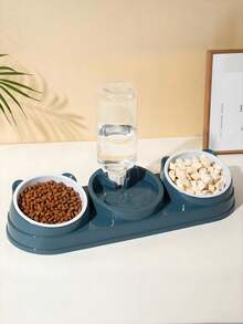 PETSIN 2合1貓糧餵食器與飲水器套組，配備乾濕糧分離結構，採用堅固塑料材質製成，易於清潔，專為保護寵物頸部設計，此餵食器與水碗組合適用於貓和小型犬，是為多隻寵物提供充足水分和均衡飲食的完美選擇 - 500ml - 查看 8