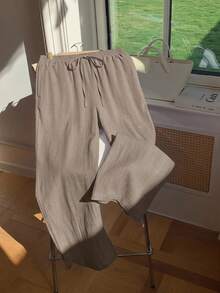 GalTyme Khaki Plus Size Women's Summer Loose Pants - Khaki - View 4