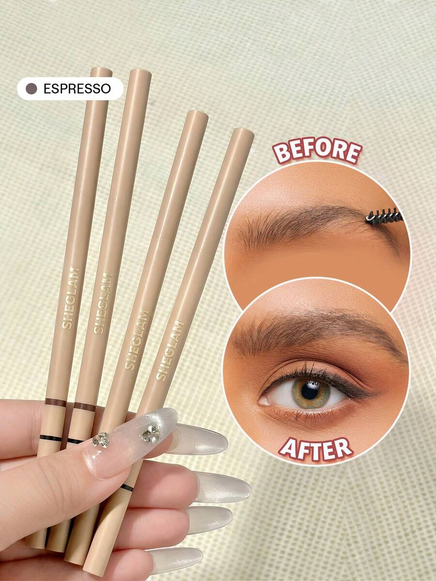 SHEGLAM Insta-Fill Brow Pencil-Gray Long Lasting Auto Eyebrow Pen Sweat-Proof Anti-Oil Non-Sticky Ultra-Slim Eyebrow Makeup Brow Pomade