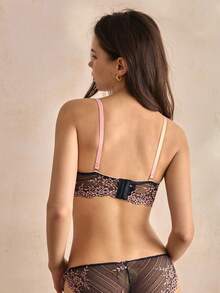 Charlaine Women's Floral Lace Bow Detail Fashion Lingerie Set - Pink - View 3