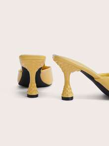 Enchnt 2025 Spring & Summer New Fashion Pointed Toe High Heel Sandals, Bowknot Mules For Women - Yellow - View 6