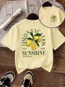 Tween Girl Casual Pattern Short Sleeve Loose Drop Shoulder T-Shirt Suitable For Summer - Multicolor - View 2