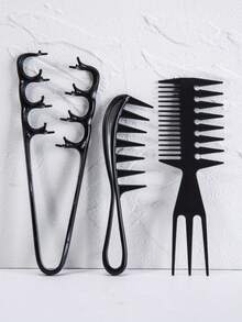 2/3pcs Set Of Texture Comb, Increased Volume Wide Tooth Hair Comb, Fluffy Wide Tooth Curly Hair Comb, Men'S Texture Styling Comb Increased Volume, Double-Sided Tail Wide Tooth Texture Comb, Unisex Hair Styling Tool - Black - View 17