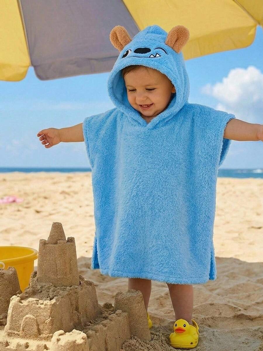 SHEIN Jubah Mandi Bayi Laki-laki Lucu dengan Desain Telinga Besar 3D, Bahan Lembut dan Menyerap, Cocok untuk Mandi Sehari-hari, Berenang di Pantai, Liburan, dan Aktivitas Pantai - Biru - View 1