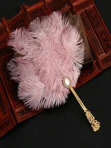 1pc Vintage Palace Luxury Fan Golden Handle Diamonds Pearls Hanfu Cheongsam Prop Elegant Hand Fan Banquets Balls Fashion Accessory Home Decor Women Day Gift Travel Essential Wedding Favor Bedroom Mothers Day Gift Summer Beach Decor - A - View 16