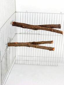 1pc Handmade Wooden Durable Bird Perch Stand, Comfortable Bird Chewing Stick, Fun Bird Toy & Accessories, Natural Wood Variations (Weight & Shape Slightly Differ) - Brown - View 4