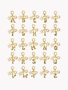 Opalesca 1pc A-Z Alphabet Gold Bubble Letter Cute Pendant Keychain, Shell And Starfish Accessories, Keychain, Ring Bag, Backpack Pendant, Car Pendant - Multicolor - View 1