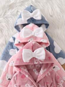 [1 Set Randomly Sent]Newborn Baby Home Robe Cartoon Cute Bear, Pink Heart Bow, Cloud Cartoon Plush Bow Robe - Multicolor - View 5