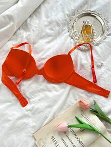 Bare Chapter 1pc Women's Solid Color Comfortable Underwire Bra - Red - View 7