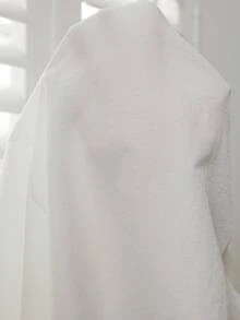 SHEIN Clasi 大尺碼女款圓領寬鬆側綁腰上衣 - 白色 - 查看 8