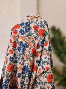Serenescape Floral Print Lapel Short Sleeve Long Pants Pajama Set - Multicolor - View 6