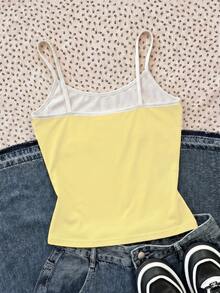 Áo tank top ôm sát dây mảnh phong cách tối giản thường ngày cho bé gái tuổi teen, họa tiết hoa, áo mùa hè - Nhiều màu - Xem 5
