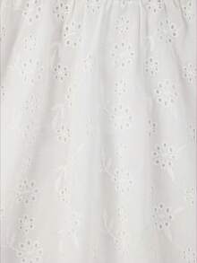 Baby Girl Summer Cute Solid Color Embroidered Hollow Pattern Ruffle Sleeveless Dress - White - View 5