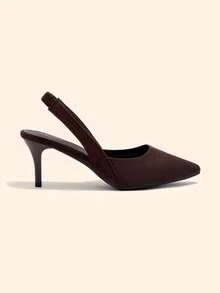 CUCCOO BASICS Woman Shoes Minimalist Elegant Point Toe Black Slingback Stiletto Pumps For Summer Vacation Shoes Summer Elegant Heels Back To School Shoes College Student Shoes Spring Shoes Spring Break Easter For Christmas - Coffee Brown 1 - View 6