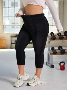 Flexra Plus Size Women Solid Color Casual Versatile Daily Wear Denim Jeans Formal Black Autumn - Black - View 3