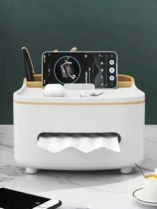 1pc Luxury And Sophisticated Style Paper Towel Box For A Deluxe Living Room, Home Living Room Table, Coffee Table, Bedroom, Cream Style Remote Control Small Item Multi-Purpose Storage Paper Towel Box Can Be Used As A Stand - Multicolor - View 4