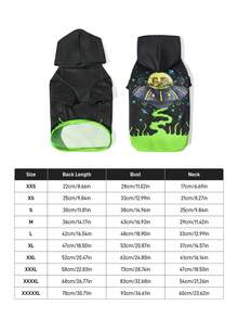 Rick and Morty X SHEIN 1件卡通圖案印花寵物連帽衛衣，貓咪衣服，狗狗衣服，尺寸XXS-XXXXL，特小號，特大號 - 黑色 - 查看 5