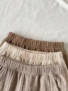SHEIN Vintaside Kids 男婴3件套松紧腰斜插口袋休闲短裤套装，春夏款 - 彩色 - 查看 6