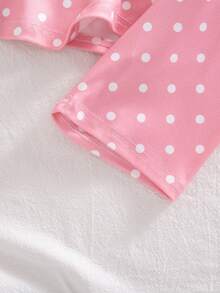 Summer Young Girl Spring/Summer Knit Round Neck Short Sleeve Shorts Small Polka Dot Retro All-Over Digital Print Versatile Bestselling Pattern Top And Bottom 2-Piece Set Comfortable Soft Tight Pajamas Homewear - Pink - View 6