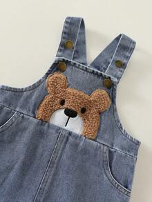 SHEIN Baby Jungen Baby Mädchen Sommer Lässig Süß Denim Latzhose Bären Latzhose Süße Latzhose - Verschiedenfarbig - Übersicht 9