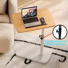 This Desktop Features 360-Degree Rotation And Adjustable Height, Set Upon A Stylish, Minimalist Metal Frame And A Sturdy, Durable Wooden Surface That Remains Stable And Wobble-Free. This Portable, Lightweight Side Table Is Ideal - Multicolor - View 9