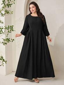 Veilorie Vestido de mujer talla grande - Negro - Ver 4