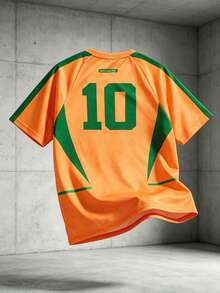 ROMWE MEN Prep World Cup Men's Numeric Print Round Neck Raglan Short Sleeve T-Shirt - Multicolor - View 2