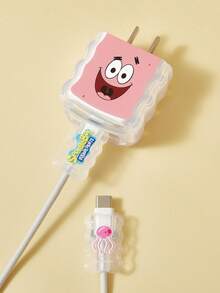 SpongeBob SquarePants | SHEIN 數據線保護套，相容 iPhone 充電器，卡通圖案，3 件組充電器保護套（不含數據線） - 無色 - 查看 8
