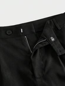 SWAVVY Celana Panjang Kasual Longgar Lipit Warna Polos untuk Pria, Cocok untuk Musim Semi dan Gugur, Celana Panjang Tenun Modis dengan Desain Unik - Coklat - View 6