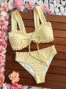 Swim Vcay Set Bikini Wanita dengan Motif Bunga Acak yang Manis dan Tali Dada Lebar - MultiWarna - View 2