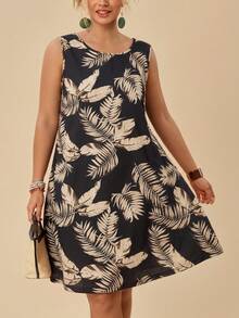 Travachic Women's Plus Size Casual Minimalist Round Neck Sleeveless Dress Suitable For Summer - Multicolor - View 3