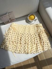 Comfortcana Plus Size A-Line Skirt With Side Drawstring Detail,Spring Summer Clothes - Yellow - View 7