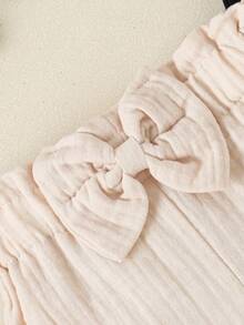 SHEIN Vintaside Kids 女嬰 3件/套 休閒極簡風夏季薄款短褲，親膚棉質皺褶面料高腰燈籠褲附蝴蝶結，寬鬆百搭外穿短褲 - 彩色 - 查看 6