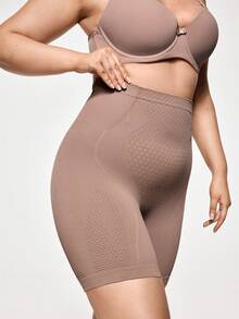 SHAPORA Talla grande Shorts de fajas de talle alto - Marrón Mocha - Ver 7