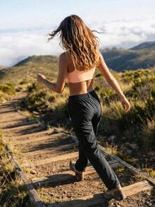 WanderVale Contrast Tape Outdoor Pants For Dailywear Sports - Black - View 4