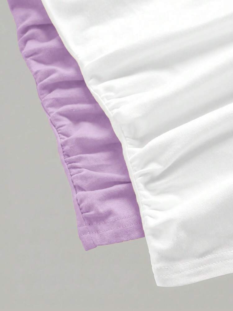 Girlism Bộ 2 áo tank top & cami cho bé gái tuổi teen, màu đen & trắng, cổ rộng sâu, eo nhún, dáng ôm, phong cách thường ngày, dễ phối đồ, mặc ở nhà - Nhiều màu - Xem 6