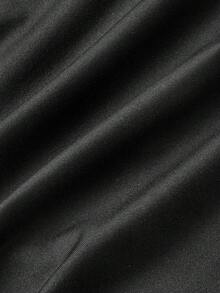 SHEIN MOD 女士黑色蕾丝拼接露肩修身短袖T恤 - 黑色 - 查看 4