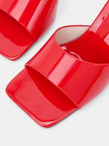 Glitzique Giày sandal cao gót màu đỏ mỏng thời trang dành cho nữ, giày cao gót đế nhọn. - Đỏ - Xem 8